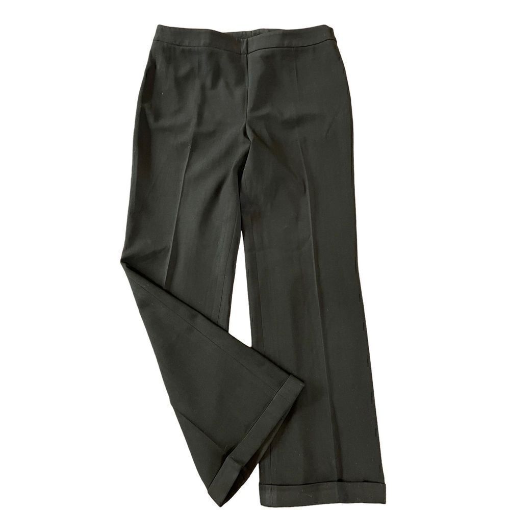 Akris Punto Black Cuffed Wool Flat Front Pant Size 12